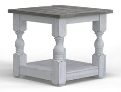 Stone - End Table - Antiqued Ivory / Weathered Gray