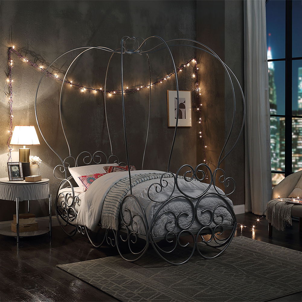 Priya - Twin Bed With Canopy - Silver
