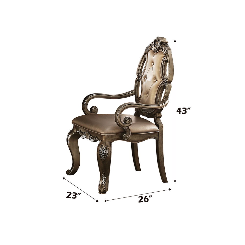 Ragenardus - Arm Chair (Set of 2) - Vintage Synthetic Leather & Vintage Oak
