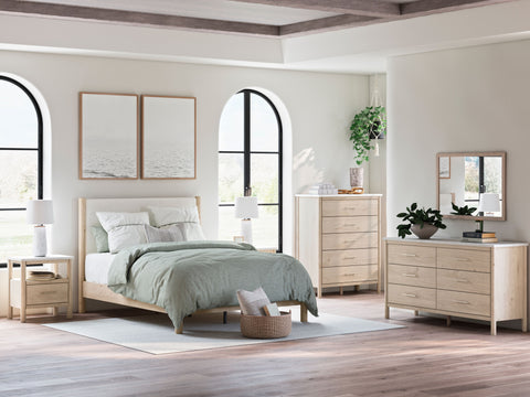 Beige / 6 Pc. Bed, Dresser, Mirror, Chest / Queen