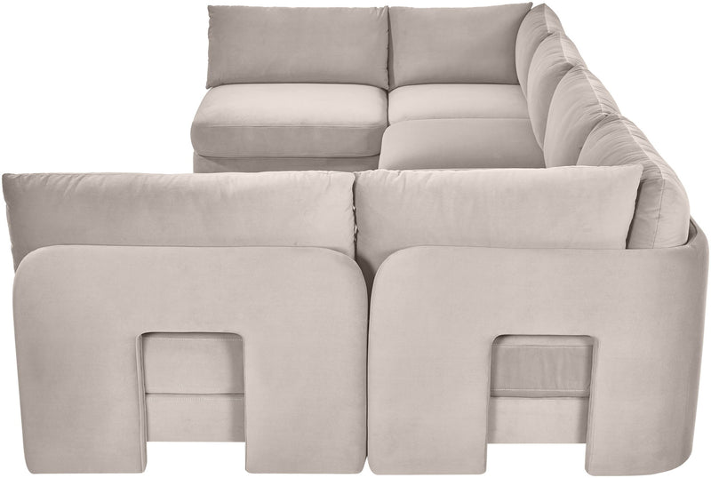Hammond - Velvet Performance Fabric Upholstered 6 Piece U-Shaped Armless Sectional