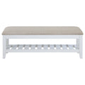 Bexhill - Upholstered Rectangular Bench with Shelf - White