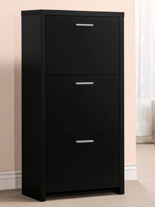 Vivian - 3-Drawer Engineered Wood Shoe Cabinet - Black