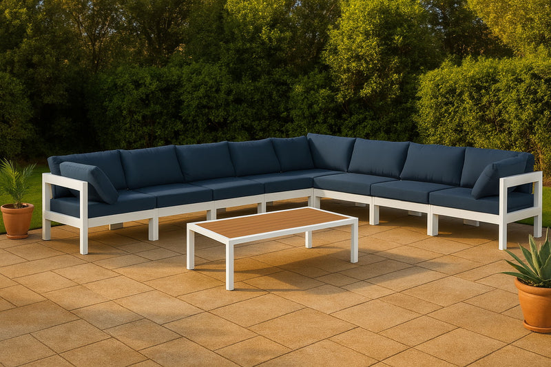 Nizuc - Outdoor Patio 8 Piece Modular Sectional With White Frame