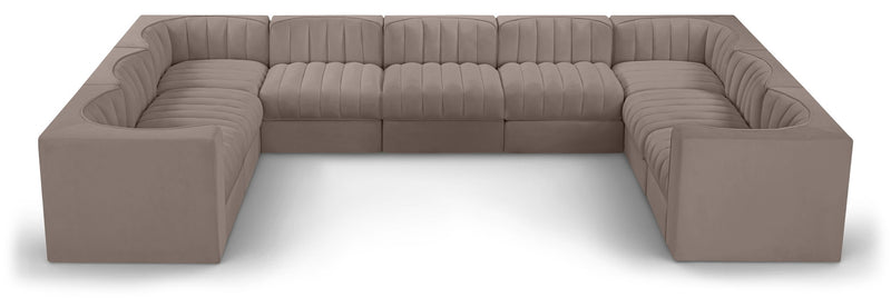 Rummi - Velvet Performance Fabric Upholstered 9 Piece Modular Sectional
