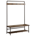 Alise - 5 Hook Coat Rack Hall Tree With Shoe Bench - Chestnut