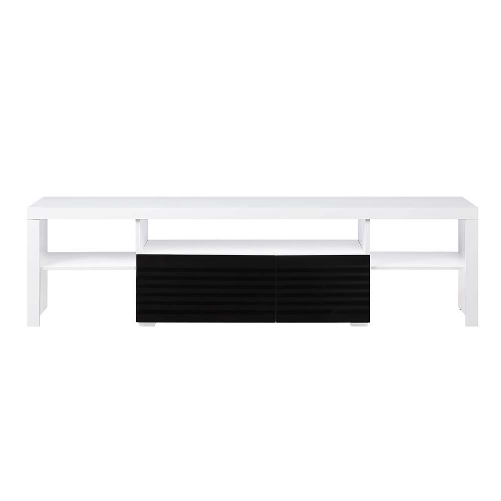 Buck II - TV Stand - White & Black High Gloss Finish