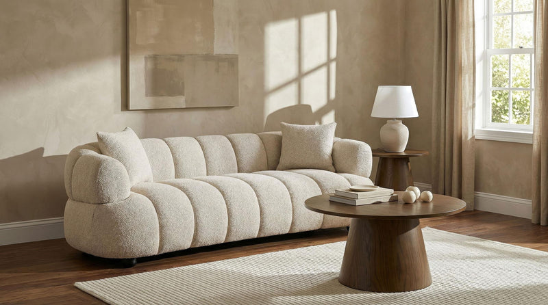 Whitney Contemporary Channel Tufted Boucle Upholstered Sofa