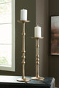 Larwick - Antique Brass Finish - Candle Holder Set (Set of 2)