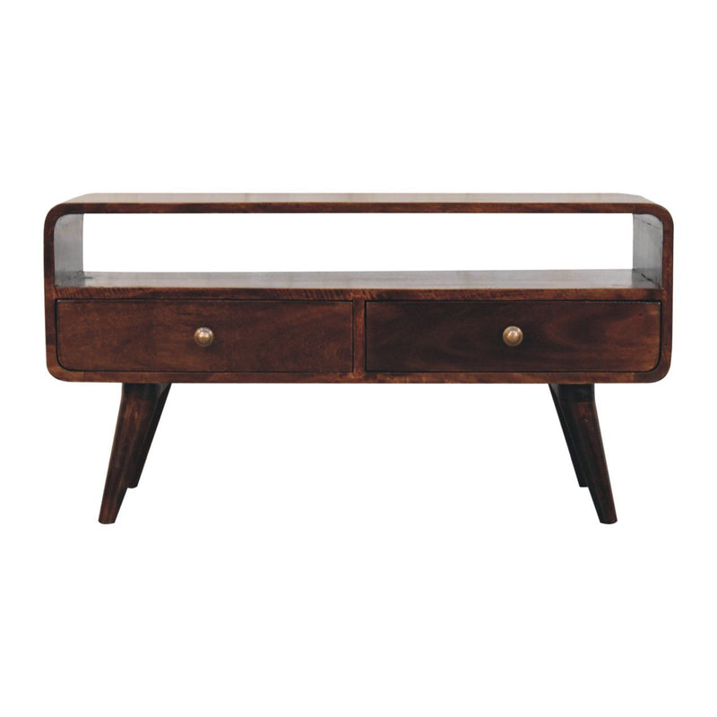 Solid Wood Curved Media Unit