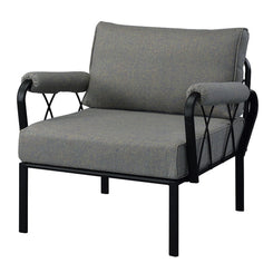 Rajni - Patio Arm Chair - Gray Fabric & Black