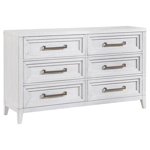 Marielle - 6-Drawer Bedroom Dresser - Distressed White