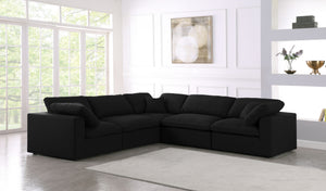 Serene - Linen Textured Fabric Deluxe Comfort Modular Sectional - Black - Fabric