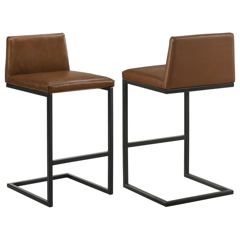 Vardon Genuine Leather Bar Stool Dark Brown (Set of 2)
