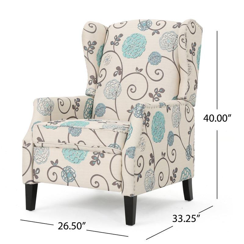 Westeros Wing Back Fabric Upholstered Recliner