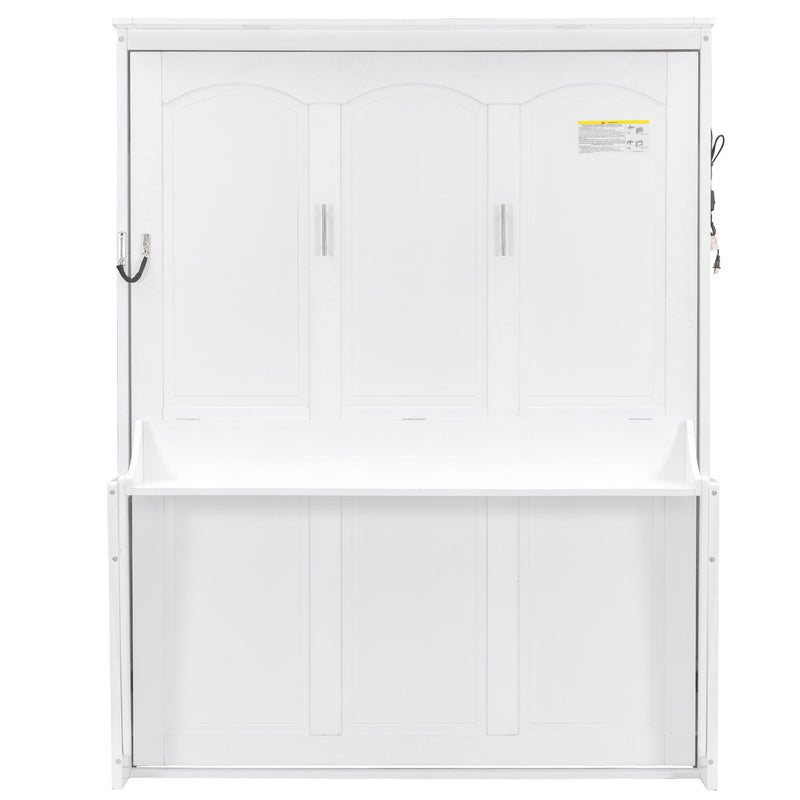 Murphy Bed With Desk, LED Lights & USB Charging Station