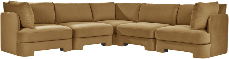 Hammond - Velvet Performance Fabric Upholstered 5 Piece Corner Sectional