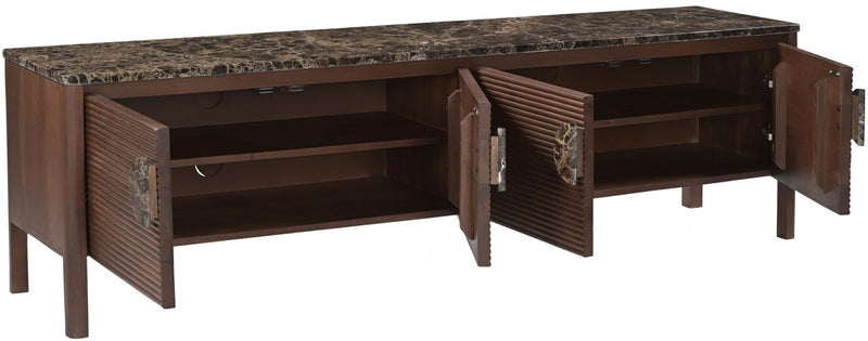 Varenna - 69" Genuine Marble And Acacia Wood Media Console