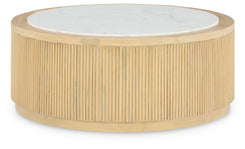 Camdill - Light Brown / White - Round Cocktail Table