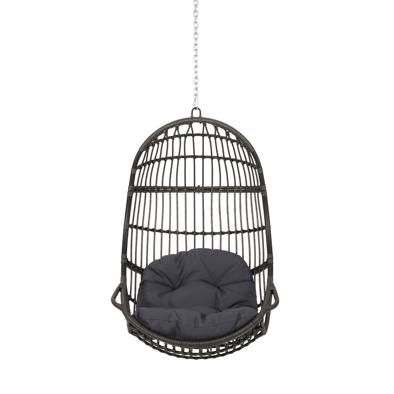 Rustic Hanging Basket Chair With Cushion