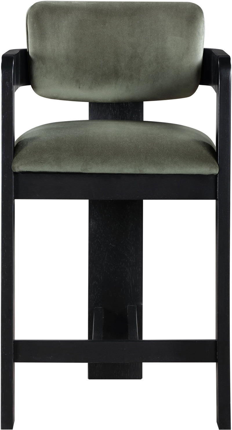 Sacha - Velvet Stool With Black Base