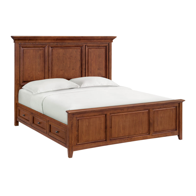 McKenzie - King Grand Storage Bed - Glazed Antique Cherry