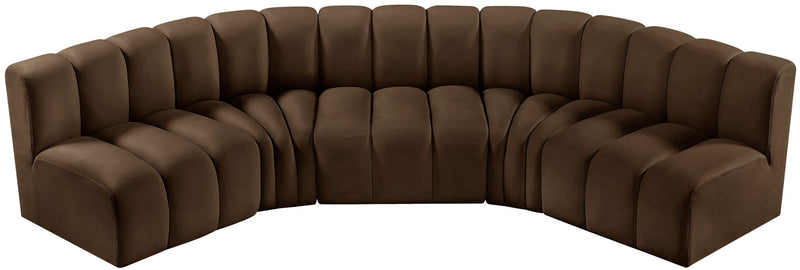 Arc - Velvet 5 Piece U-Shaped Modular Sofa