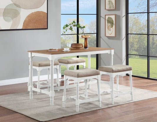 Martina - 5 Piece Rectangular Counter Height Dining Set - White