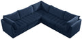 Jacob - Modular Sectional 5 Piece - Navy - Fabric