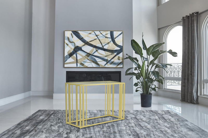 Adri Glass Top Entryway Console Table Matte Brass