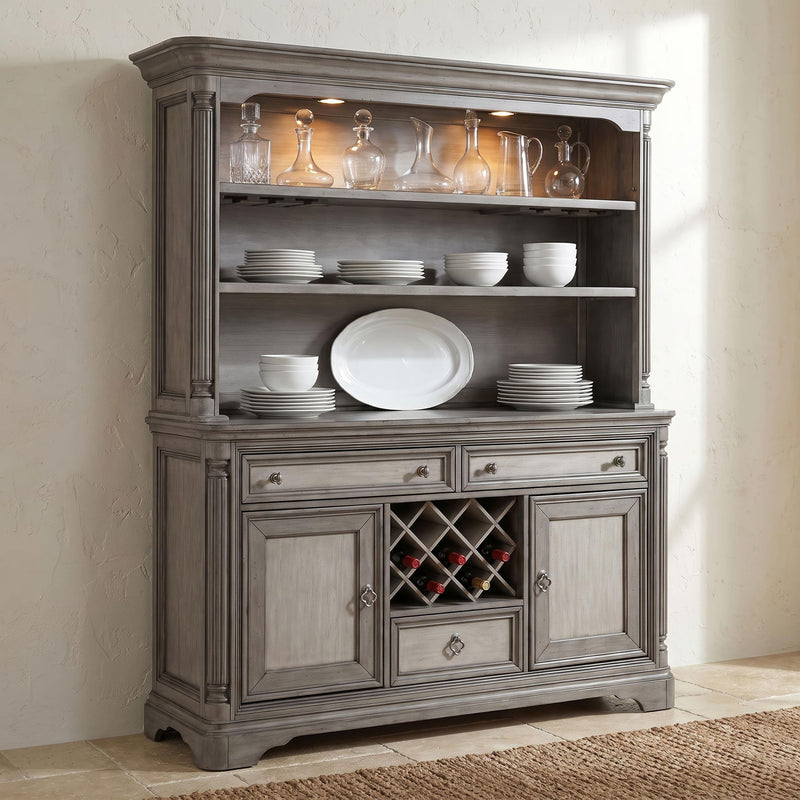 Cresswell 2-door 3-drawer Buffet and Hutch Weathered Taupe