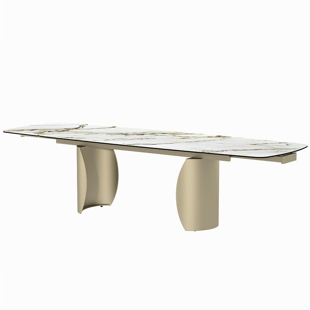 Cora - Dining Table - Ceramic Top & Golden Champange Finish