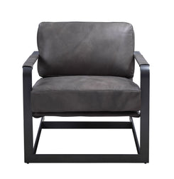 Locnos - Accent Chair - Gray Top Grain Leather & Black