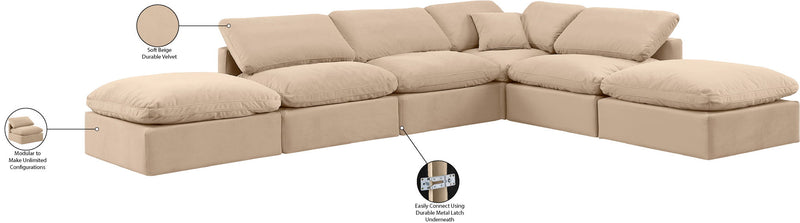 Indulge - Velvet 6 Piece Modular Armless Sectional