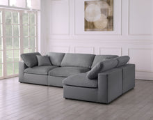 Serene - Linen Textured Fabric Deluxe Comfort Modular Sectional 4 Piece - Grey - Fabric