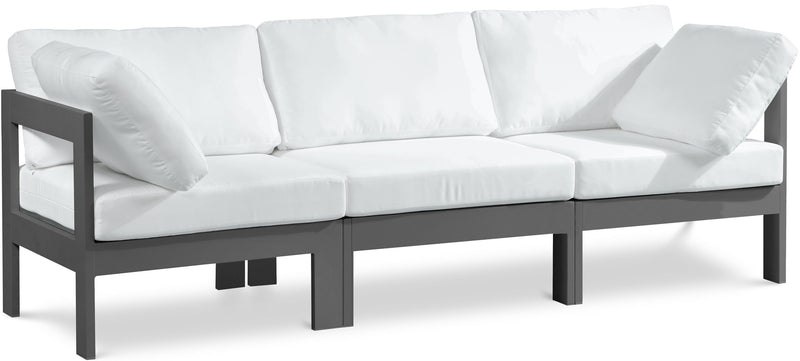 Nizuc - Outdoor Patio 3 Seat Modular Sofa With Gray Frame