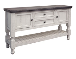 Stone - Sofa Table With 2 Drawer / 2 Doors / Shelf - Antiqued Ivory / Weathered Gray