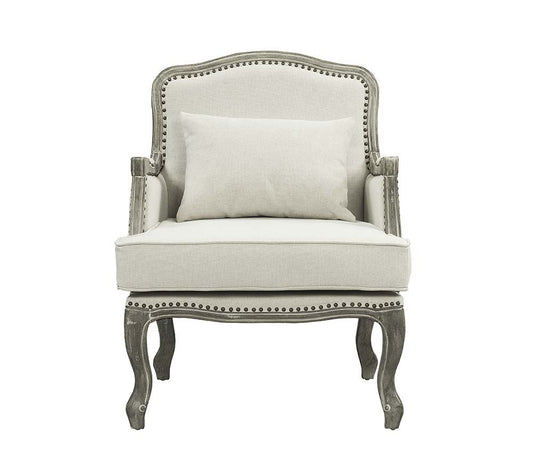 Tania - Chair - Cream Linen & Brown Finish