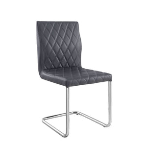 Ansonia - Side Chair (Set of 2) - Gray PU & Chrome