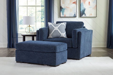 Blue / 2 Pc. Chair And A Half, Ottoman