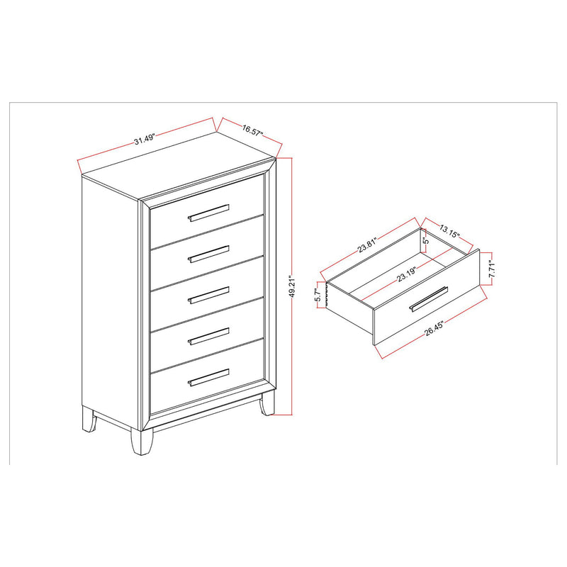 Harry - Chest Storage Chest With 5 Drawers - Brown