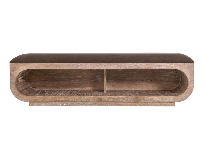 Balam - Wooden Bench With Cushioned Seat - Ivory White