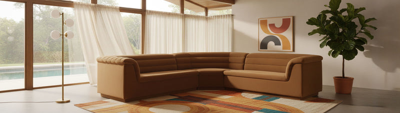 Cascade - Velvet Modular Sectional - Saddle