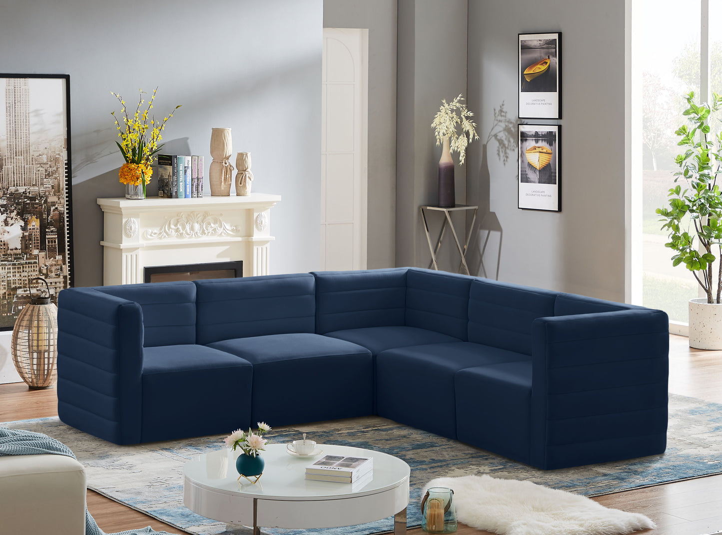 Quincy - Modular Sectional 5 Piece - Navy