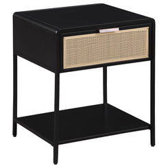 Amherst - 1-Drawer Radio Weave Rattan Metal Side Table