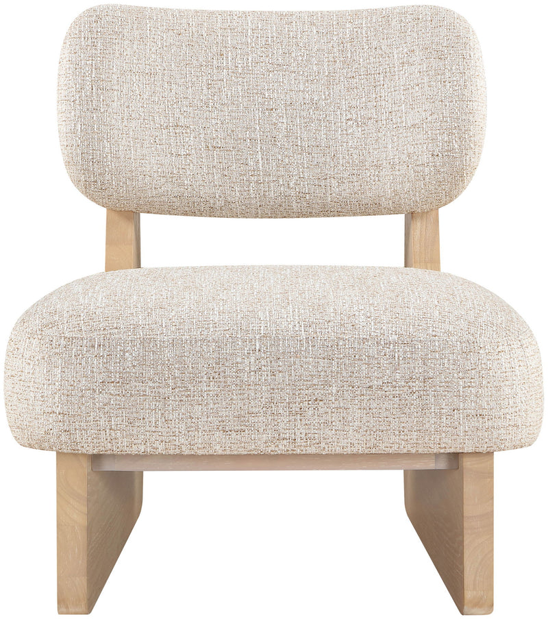 Vetra - Linen Textured Fabric Upholstered Accent Chair With Natural Base