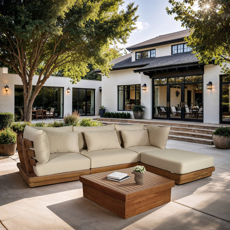 Mirella - 4 Piece Water Resistant Fabric Outdoor Patio Modular Sectional