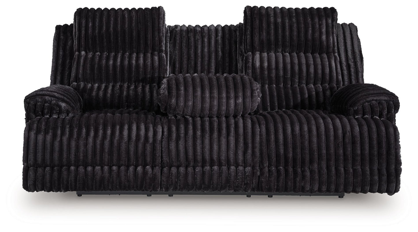 Rhine Falls - Onyx - Reclining Power Sofa With Drop Down Table
