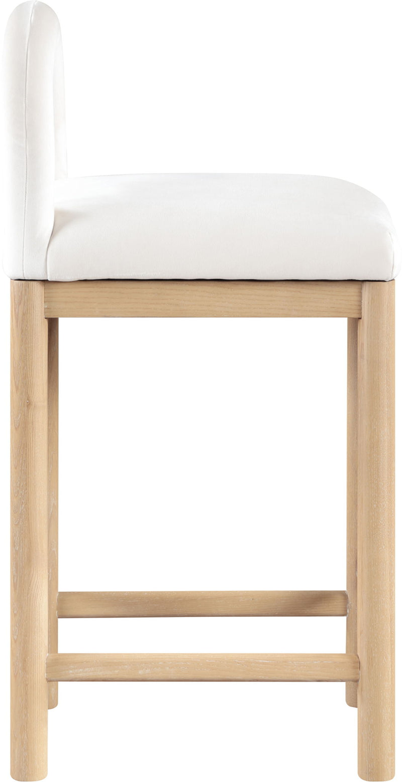 Conrad - Velvet Counter Stool With Natural Legs