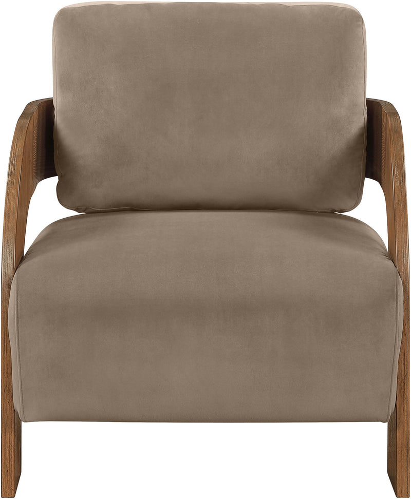 Cedra - Velvet Performance Fabric Upholstered Accent Chair - Brown Frame